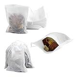 100 Pack Drawstring Bags, Disposable Small Mesh Bags for Cooking, Soaking Medicinal Liquor, Tea Coffee Filter, DIY Craft Spices Storage, Weeding Party Favor (4 x 5.9 Inches)