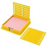 Sticky Note Stencil with Sticky Note, for 3x3 Inch Self-Sticky Notepad Maker Note Holder Clip with Template Pad Line Stand Shelf Organizer Dispenser for Desk Office Home School Supplies (Yellow)