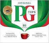 PG Tips Black Non-Pyramid Tea Bags, 80 Count (Pack of 1)