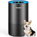 Air Purifiers for Home Large Room Pets Up to 1300 Sq Ft, MOOKA H13 True HEPA Air Purifier Cleaner with 360° Air Inlet, Fragrance, 13dB Air Purifier for Bedroom Wildfire Smoke Pet Dust Pollen (Black)