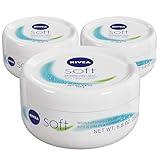 Nivea Soft Refreshingly Moisturizing Face, Body and Hand Cream, 3 Pack of 6.8 Oz Jars