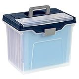 Office Depot Large Mobile File Box, Letter Size, 11 5/8in.H x 13 3/6in.W x 10in.D, Clear/Blue, 110988