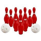 4E's Novelty Valentines Day Bowling Game Set - 10 Red Pins, 2 Balls, Indoor/Outdoor Backyard Carnival Game, Classroom Valentine's Party Games Galentines Activity for Kids Adults