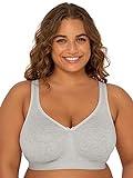 Fruit of the Loom Women's Plus-Size Wireless Cotton Bra, Heather Grey, 44DDD