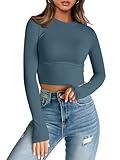 Trendy Queen Womens Long Sleeve Tops for Women Y2k Going Out Cute Teen Tops Basic Compression Tight Slim Fitted Fall Shirts Y2k Shirts Womens Clothing Teen Girls 2024 Fashion Fall Outfits