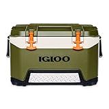 Igloo BMX 52 Quart Cooler with Cool Riser Technology, Fish Ruler, and Tie-Down Points - 16.34 Pounds - Green and Orange