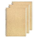 DSTELIN Blank Spiral Notebook, 3-Pack, Soft Cover, Sketch Book, 100 Pages / 50 Sheets, 7.5 inch x 5.1 inch, 100GSM, (Brown)