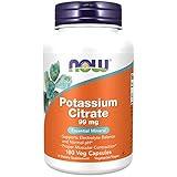 NOW Supplements, Potassium Citrate 99 mg, Supports Electrolyte Balance and Normal pH*, Essential Mineral, 180 veg Capsules