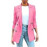 Womens Blazers Suit Jackets Dressy Casual Office Attire Double Breasted Blazer Jackets Professional Clothes Out Door Lights Deals Clearance Pink XL