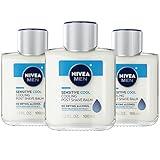 Nivea Men Sensitive Cooling Post Shave Balm with Vitamin E, Chamomile and Seaweed Extracts, 3 Pack of 3.3 Fl Oz Bottles