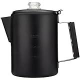 COLETTI Black Bozeman Percolator Coffee Pot — Camping Coffee Pot, Coffee Percolator – America’s Sleekest Percolator – Pure Stainless Steel, NO Aluminum or Plastic (9 Cup)