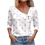 Myorderswith Amazon Women Tops Spring 2024 Long Sleeve V Neck Loose Shirts Plaid Print Asymmetric Button Blouses Business Casual Tunic White