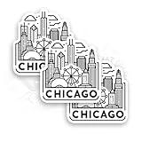 Chicago Sticker Chicago Vinyl Sticker Chicago City Sticker Kindle Stickers Book Stickers Aesthetic, Meme Cute Vinyl Stickers for Phone Laptop Computer Accessories Water Bottle Waterproof (3pcs,2.5’’)