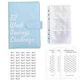 52 Week Savings Challenge, Reusable Budget Book with Cash Envelopes, A6 Money Organizer for Cash, Budget Book Planner, Money Binder for Saving (Color : Blue)