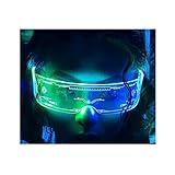 Fency Cyberpunk Glasses, USB Rechargeable LED Glasses whit Bilaterally Controllable, 7 Colors Changing Flashing