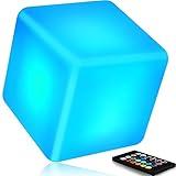 YamPort 4-inch 16 Color-Changing LED Cube Night Light, 7 Dimming Levels 4 Lighting Modes Table Lamp, Rechargeable Mood Lamp Button & Remote Dual-Control Waterproof Light Up Cube Toy Light for Decor