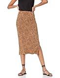 Amazon Essentials Women's Pull-On Knit Midi Skirt (Available in Plus Size), Dark Camel Leopard, Medium