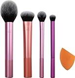 DDZHSQ Everyday Essentials Makeup Brush Set, Includes 4 Brushes & Makeup Sponge, For Foundation, Blush, Bronzer, Contour, Eyeshadow, & Powder, Travel Gift Set, Cruelty-Free & Vegan