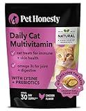 Pet Honesty Cat Multivitamin Chews - Cat Treats for Health + Immune, Cat Joint Support, Skin & Coat, and Digestion | Omega 3s, Lysine for Cats, Cat Probiotic, Cat Vitamins - Chicken (30-Day Supply)