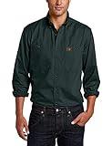 Wrangler Riggs Workwear mens Logger Twill Long Sleeve Workshirt work utility button down shirts, Forest Green, X-Large US