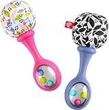 Fisher-Price Newborn Toys Rattle ‘n Rock Maracas, 2 Soft Musical Instruments for Developmental Play Babies Ages 3+ Months, Pink & Purple