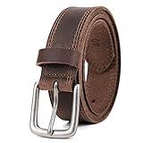 VATAN Men's Genuine Leather Casual Every Day Jeans Belts, Handmade Men Leather Belt with Gift Box (B-Bourbon Brown (Double Stitch), 44 (Waist 42))