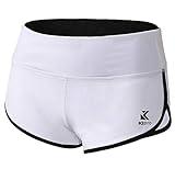 Kipro Women Shorts Classic Casual Fit Comfortable Stretch Everyday Essential Shorts White/Black, Medium