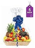 Purple Q Crafts Clear Basket Bags, 5 Pack Large Clear Cellophane Wrap for Baskets & Gifts 30"x 40" 1.5 Mil Thick (5)