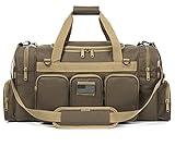 Tactical Range Duffel Heavy Duty Military Molle Gear Travel Sports Gym Bag Lockable Zippers with US Flag Patch (27 In Khaki)