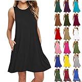 Generic Deals of The Day Clearance Prime Orders Placed by Me Summer Dresses for Women 2024 Casual Beach Sundresses Flowy Sleeveless Short Dress Fashion Loose Dress with Pockets, Medium