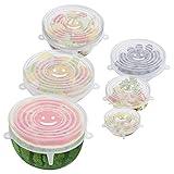 6PCS OstWony Silicone Stretch Lids, Four Specifications of Reusable Silicone Bowl Cover, Suitable for Various Food Containers, High and Low Temperature Scenarios (Microwave Ovens, Freezers)