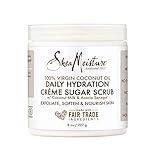 SheaMoisture Daily Hydration Crème Sugar Scrub Care for Dry Skin 100% Virgin Coconut Oil Acacia Senegal Exfoliating Scrub, Coffee, 8 Oz