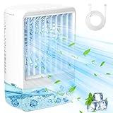 Small Portable Air Conditioners for Bedroom, Orvina 800ML Evaporative Air Cooler Fan with 7 Colors Light, Cool Mist & 2/4H Timer, 3 Speeds, Mobile Personal Air Conditioners