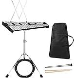 Giantex Percussion Glockenspiel Bell Kit 30 Notes, Xylophone with Adjustable Height Frame, Music Stand, 8" Practice Pad, Bell Mallets, Drumsticks, Carrying Bag, for School Band Beginner Student