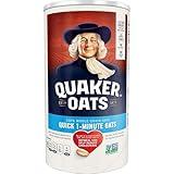 Quaker Whole Grain Oats, Quick Cook 1-Minute Oats, 18 oz Canister (Pack of 2)