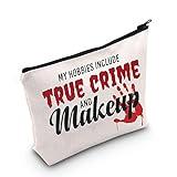 TSOTMO My Hobbies Include True Crime And Makeup Zipper Pouch For True Crime Fans True Crime Addict Gift Murder Mystery Night Gift (My hobbies)