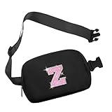 COSHAYSOO Black Belt Bag Small Waist Fanny Pack Crossbody Purse with Initial Letter Patch for Teen Girl Sister, Nylon Cross Body Traveling Everywhere Chest Pouch Trending Christmas Gift (Z)