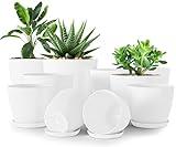 Utopia Home - Plant Pots Indoor with Drainage - 7/6.6/6/5.3/4.8 Inches Home Decor Flower Pots for Indoor Planter - Plastic Planters for Indoor Plants, Cactus, Succulents Pot (White, Pack of 10)