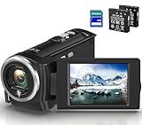 JAUAMAP Camcorder Video Camera QHD 2.7K 50MP 16X Digital Zoom Vlogging Camera with LED Fill Light for YouTube, 2.8 Inch 270 Degree Rotation LCD Screen Camcorder with 32GB SD Card and Two Batteries