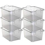 Life Story 55 Quart Stackable Home Storage Box Lidded Containers, 6 Pack, Clear