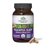 Organic India Peaceful Sleep Herbal Supplement - Supports Sleep Cycles, Vegan, Gluten-Free, USDA Certified Organic, Non-GMO, Supports Energy & Relaxation - 90 Capsules