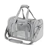 Roaringkitty Travel in Style: Portable Pet Carrier for Small Pets up to 15 Lbs- Airline Approved, Collapsible & Comfortable cat/Puppy Soft Sided Bag (Grey)