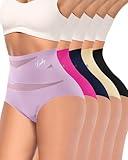 MIOTAN Women's Underwear Tummy Control High Waisted No Show Underwear Seamless 5 Pack Postpartum Panties Briefs