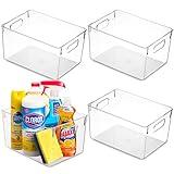 Pack Of 4 Plastic Kitchen Organization Pantry Storage Bins - Fridge Organizer Household Food Baskets for Countertops, Cabinets, Refrigerator, Freezer, Bedrooms, Bathrooms