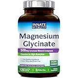 Innate Vitality Magnesium Glycinate 500mg | 70mg Elemental Magnesium Supplement- High Absorption, Non-GMO & No Gluten - Supports Nerve, Muscle, Bone & Heart Health - 120 Vegan Capsules Magnesio