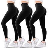 Blisset 3 Pack High Waisted Leggings for Women-Soft Athletic Tummy Control Pants for Running Yoga Workout Reg & Plus Size