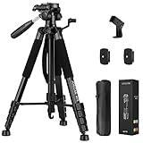 JOILCAN Tripod Camera Tripods, 74" Tripod for Camera Phone Video Recording, Heavy Duty Camera Tripod Stand, Professional Travel DSLR Tripods Compatible with Canon iPhone, Max Load 15 LB