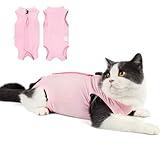 Cat Recovery Suit for Abdominal Wounds or Skin Diseases, Cat Onesie for Cats After Surgery Female Kitten Recovery Suit, Breathable E-Collar Alternative for Cats After Spay Anti Licking Wounds