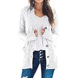 Prime Big Deal Days Discount Women's Cardigan Chunky Open Front Button Sweaters with Pockets Loose Slouchy Oversized Fall Outerwear Coat Fall Outfits 2023 White M