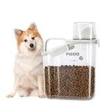 P-ZOONPE Dog Food Container Small, Pet Food Container with Airtight Pour Spout, Cat Food Storage Container with Measuring Cups, Portable Smal Dog Food Container for Dogs Cats Birds (White)